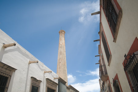 Ancient tower in the streets of San JosÃ© Iturbide Guanajuatoの写真素材