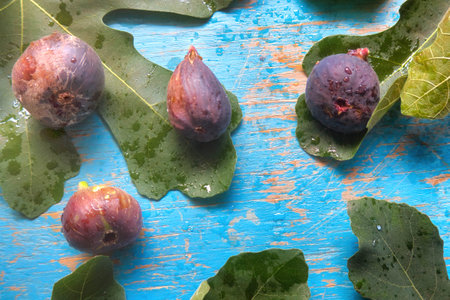 A Fig texture with blue vintage backgroundの写真素材