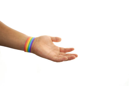 A Hand with bracelet with gay lgbt colors