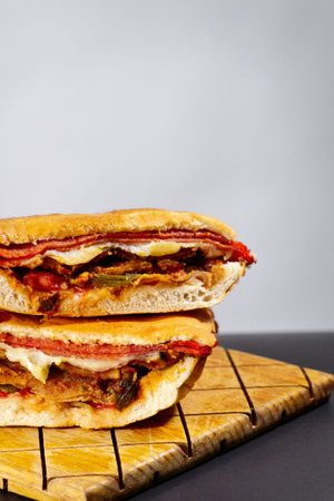 A Mexican Torta Caprichosa Grande with Milanese pork, leg ham and cheese