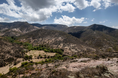 A view of the semi-desert mountains from high up in Mexico.の写真素材