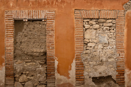A nice old brick wall in Mexican Pueblo Magico styleの写真素材