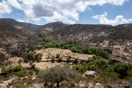 A view of the semi-desert mountains from high up in Mexico.の写真素材