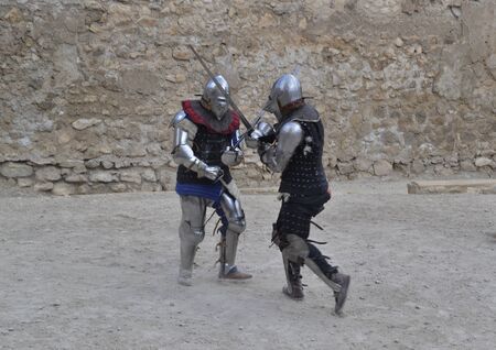 medieval soldiers in combatの写真素材