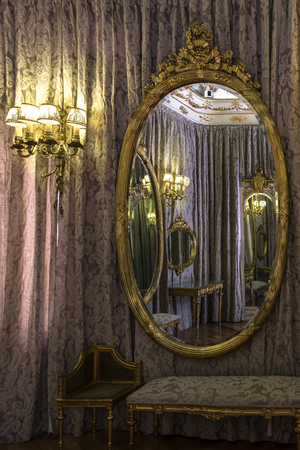 Classic room reflected in a mirrorの写真素材