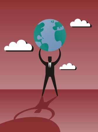Business man upholding the worldのイラスト素材