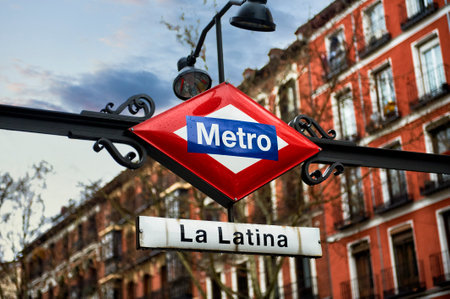 La Latina metro station signage the way to famous El Rastro market in Madridのeditorial素材