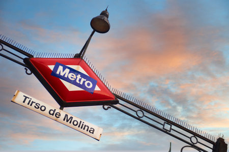 Tirso de Molina metro station signage, Madrid, Spain, Europeのeditorial素材