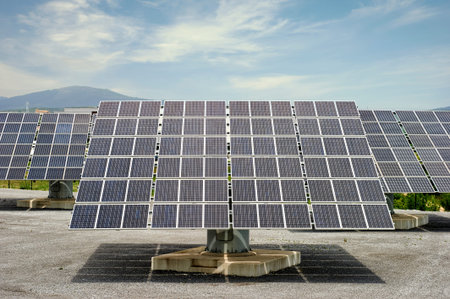 Solar cells at the Alava Technology Park in MiÃ±ano, Basque Country, Spain