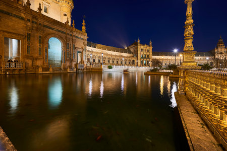 Seville, Andalusia, Spain, Europe. Plaza de EspaÃ±a, Seville, Spain built for the Ibero-American Exposition of 1929.のeditorial素材