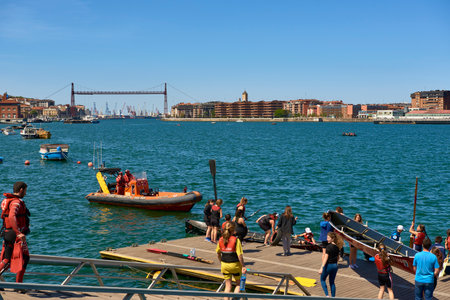 Nervion River and Transporter Bridge (Puente de Bizkaia) at the Backgroung, Biscay, Basque Country, Spain, Europeのeditorial素材