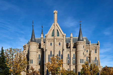 Palacio Episcopal from the Eduardo de Castro Square, by Gaudi, Astorga, LeÃ³n province. Castilla y LeÃ³n, Spain, Europeのeditorial素材