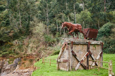 The Monument to the mining horse in Dicido, Castro Urdiales, Cantabria, Spain, Europeのeditorial素材