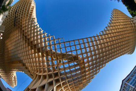 The Mushrooms Metropol Parasol Seville Andalusia Spain. World's largest wooden structure. Completed in 2011 designed by Jurgen Mayer-Hermann.のeditorial素材