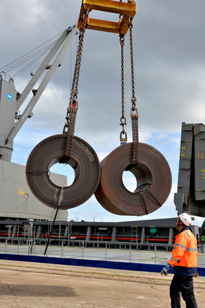 Port of Bilbao, Biscay, Basque Country, Euskadi, Spain, Europe,のeditorial素材