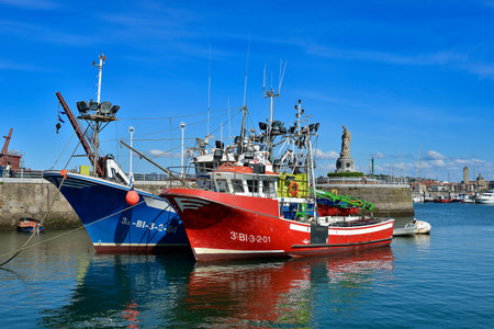 Fishing Boats in Santurce at blue hour, Biscay, Basque Country, Euskadi, Spain, Europe