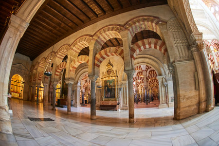Interior of the Mezquita (Cathedral-Mosque), Cordoba, Andalucia, Spainのeditorial素材