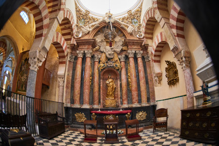 Interior of the Mezquita (Cathedral-Mosque), Cordoba, Andalucia, Spainのeditorial素材