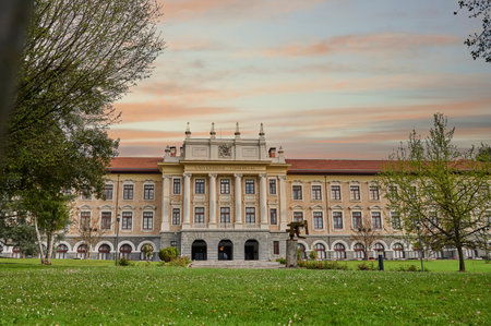 Bilbao, Basque Country, Spain. March 27, 2021. University of Deusto central building (la literaria) designed by architect Francisco de Cubas in 1886のeditorial素材