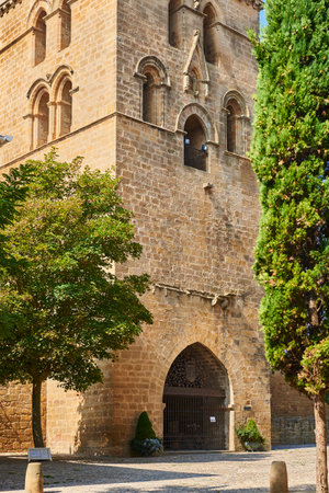 Torre Abacial or Abbey tower of the Church of Santa MarÃ­a de los Reyes in the historic town of Laguardia in the Rioja Alavesa, Basque Country, Euskadi, Euskal Herria, Spain, Europeのeditorial素材