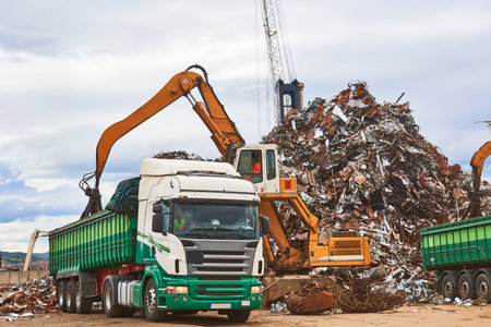 Loading scrap in the Port of Bilbao, Biscay, Basque Country, Euskadi, Spain, Europeのeditorial素材