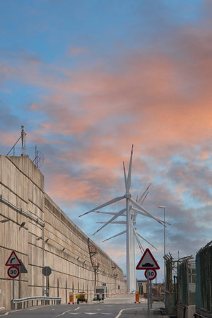 Wind turbines in the Port of Bilbao, Biscay, Basque Country, Euskadi, Spain, Europe,