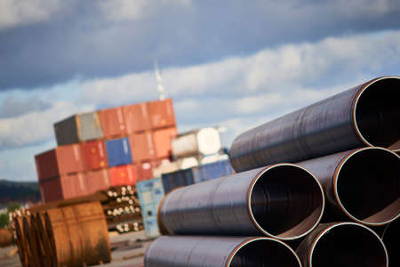 Warehouse in the Port of Bilbao, Biscay, Basque Country, Euskadi, Spain, Europe,の写真素材
