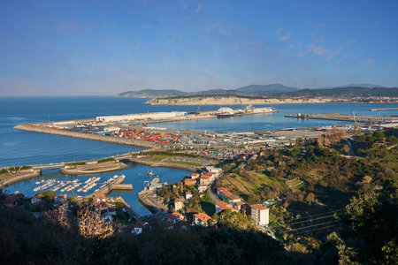 View of the port of Bilbao, Zierbena, Biscay, Basque Country, Euskadi, Spainのeditorial素材