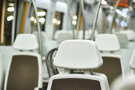 Empty seats in a modern train carの写真素材