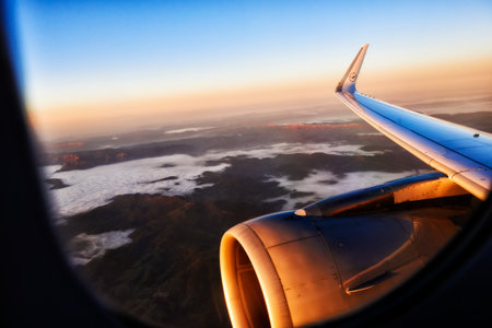 Engine view through the airplane window.の写真素材