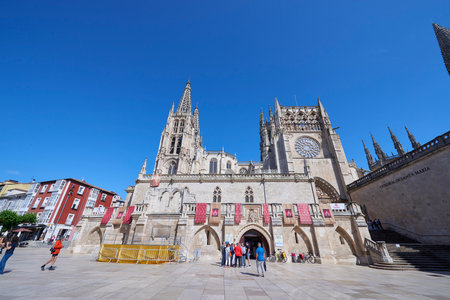 Exterior view of the Cathedral of Burgosのeditorial素材
