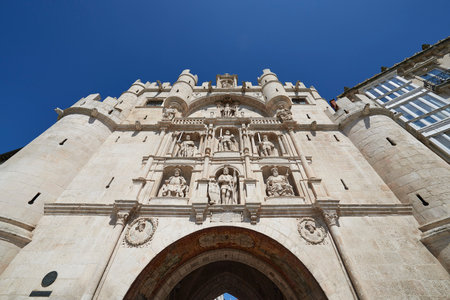 View of the arch of Santa Maria and Burgos Cathedral in the background, Spain, Europeのeditorial素材