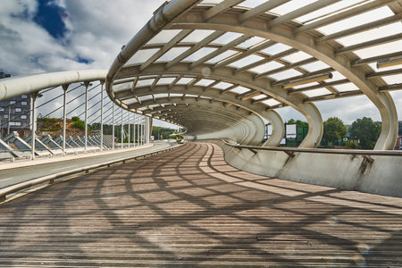 Modern Bridge over Galindo River, Barakaldo, Biscay, Basque Country, Spain, Europe.のeditorial素材