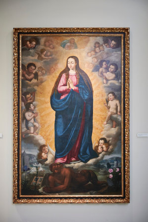 Oil painting of the Annunciation, Burgos, Castilla y Leon, Spain, Europeのeditorial素材