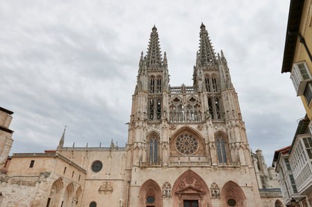Exterior view of the Cathedral of Burgos, Castilla y Leon, Spainのeditorial素材