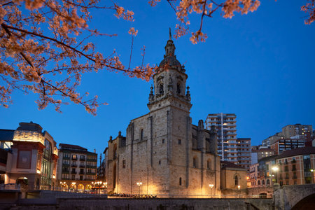 San Anton Church at night, Bilbao, Bizkaia, Basque Country, Euskadi, Euskal Herria, Spain, Europe.のeditorial素材