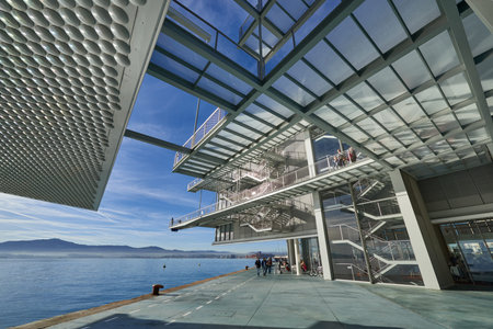 Botin Center Museum of Art and Culture. Botin Foundation, architect Renzo Piano. Santander, Cantabrian Sea, Cantabria, Spain, Europe.のeditorial素材