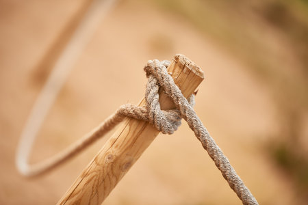 View of the pole and rope over blur backgroundの写真素材