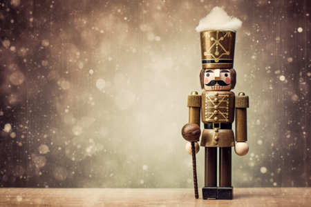 Close up of a Christmas nutcracker. Christmas copyspace background. Generative AI.の素材