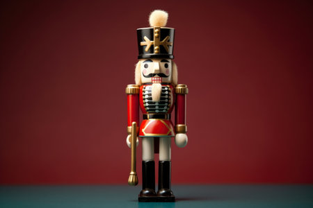 Close up of a Christmas nutcracker. Christmas copyspace background. Generative AI.の素材