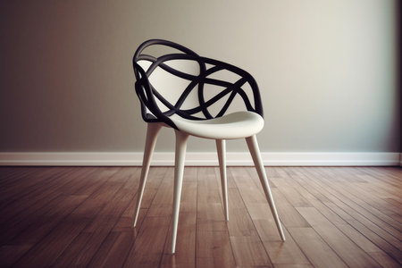 Isolated chair in color with copyspace background. Minimalist interior decoration concept. Generative AI.の素材