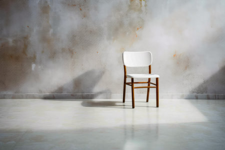 Isolated chair in color with copyspace background. Minimalist interior decoration concept. Generative AI.の素材