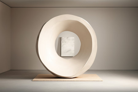 Frame with a large piece of artwork in a minimalist decoration composition. Generative AI.の素材