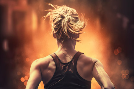 Woman running seen from behind. Generative AIの素材