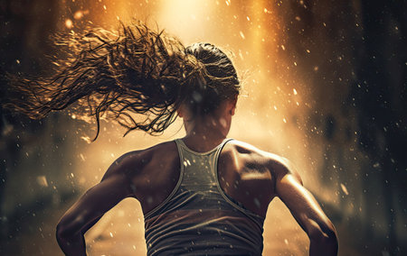 Woman running seen from behind. Generative AIの素材