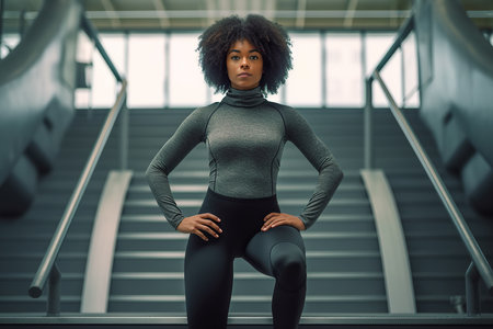 Close up of a woman alone in the gym about to work out. Generative AIの素材