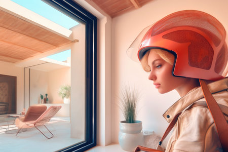 Close up of a futuristic woman in a luxury home. Generative AIの素材