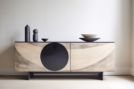 Modern cupboard in a minimalistic interior design composition. Generative AIの素材