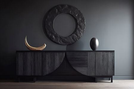 Modern cupboard in a minimalistic interior design composition. Generative AIの素材