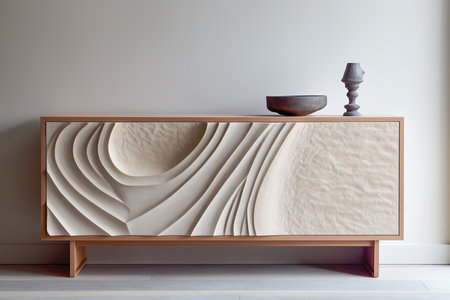 Modern cupboard in a minimalistic interior design composition. Generative AIの素材